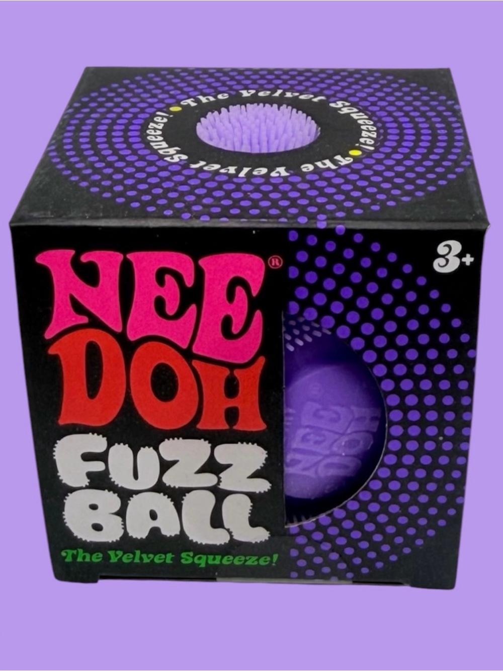 NeeDoh Fuzz Ball The Velvet Squeeze Squishy Sensory Toy, Purple, NEW